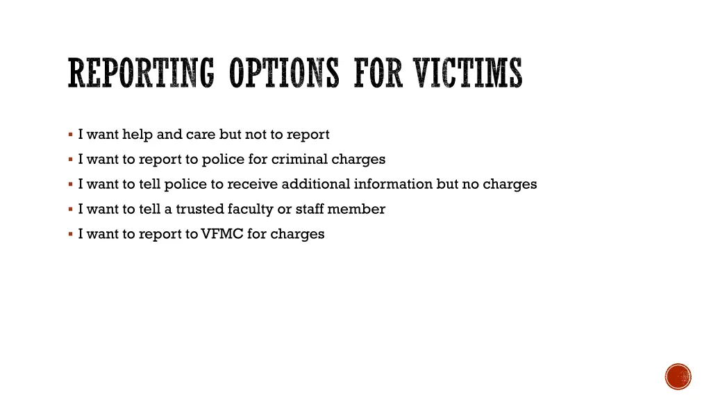 reporting options for victims