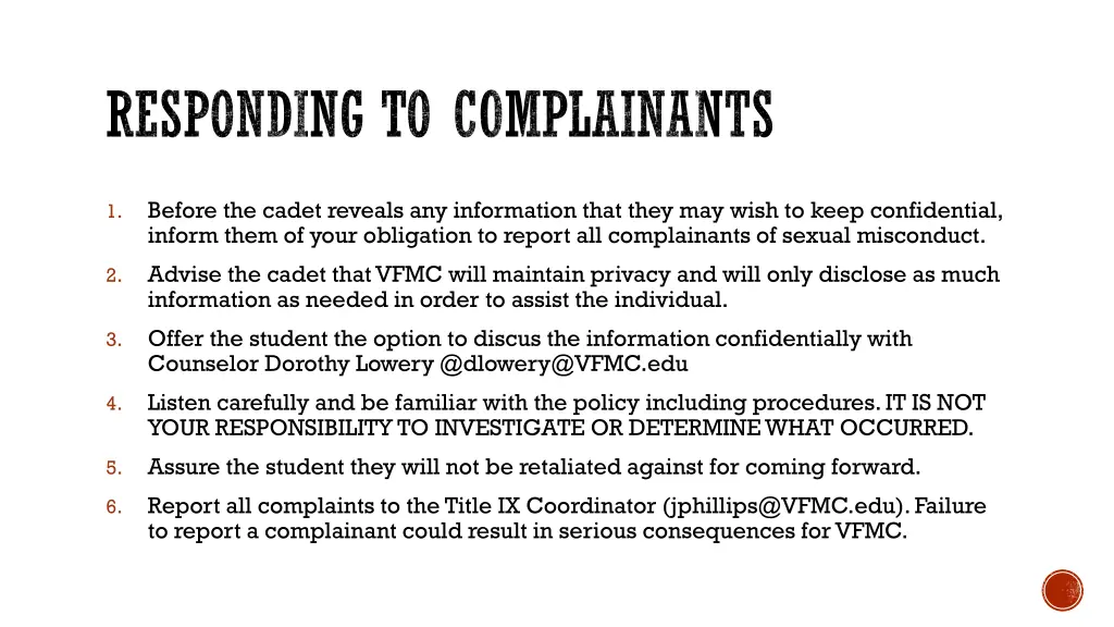 responding to complainants