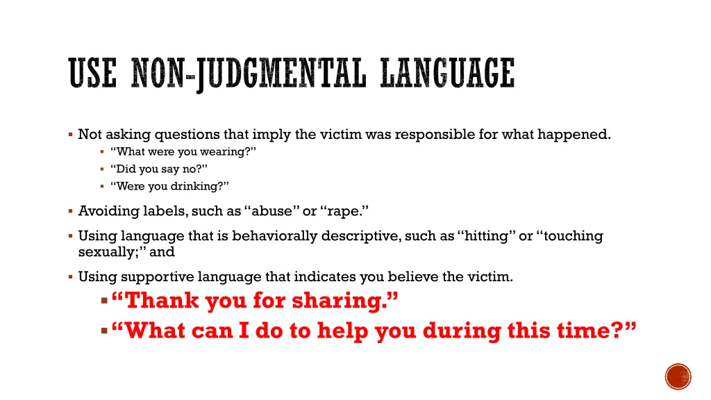 use non judgmental language