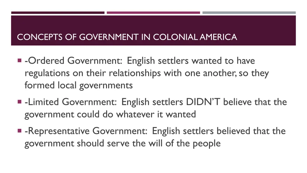 concepts of government in colonial america