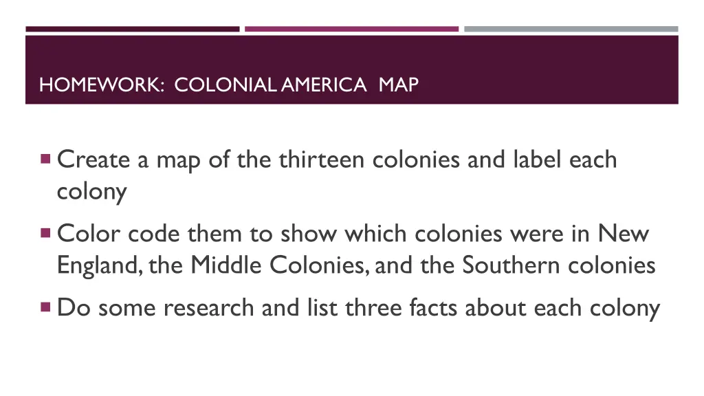 homework colonial america map