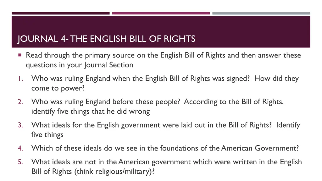 journal 4 the english bill of rights