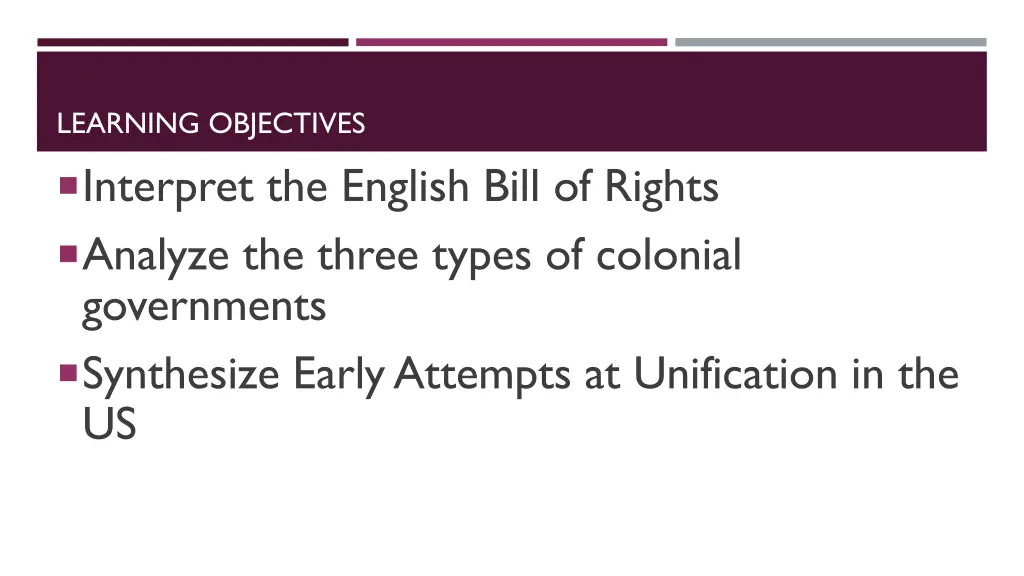 learning objectives interpret the english bill