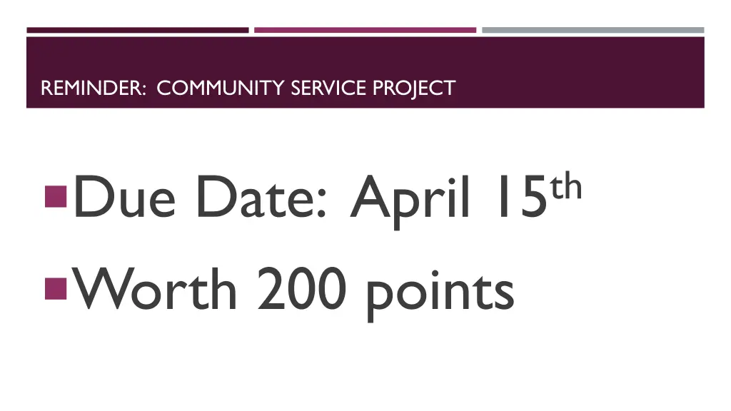 reminder community service project