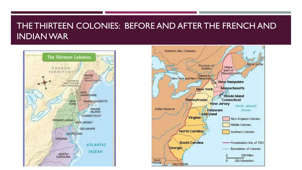 the thirteen colonies before and after the french