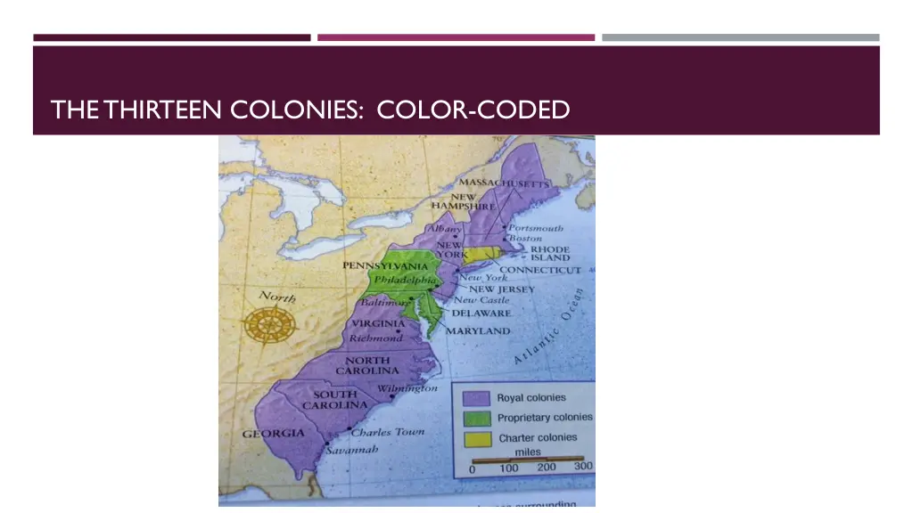 the thirteen colonies color coded