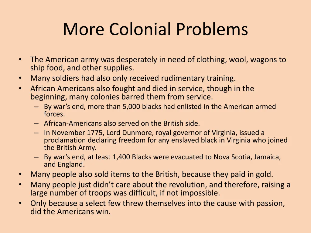 more colonial problems