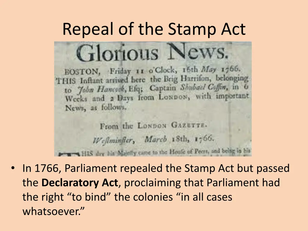 repeal of the stamp act