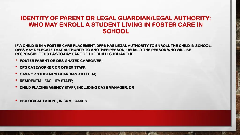 identity of parent or legal guardian legal