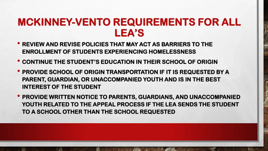 mckinney mckinney vento requirements