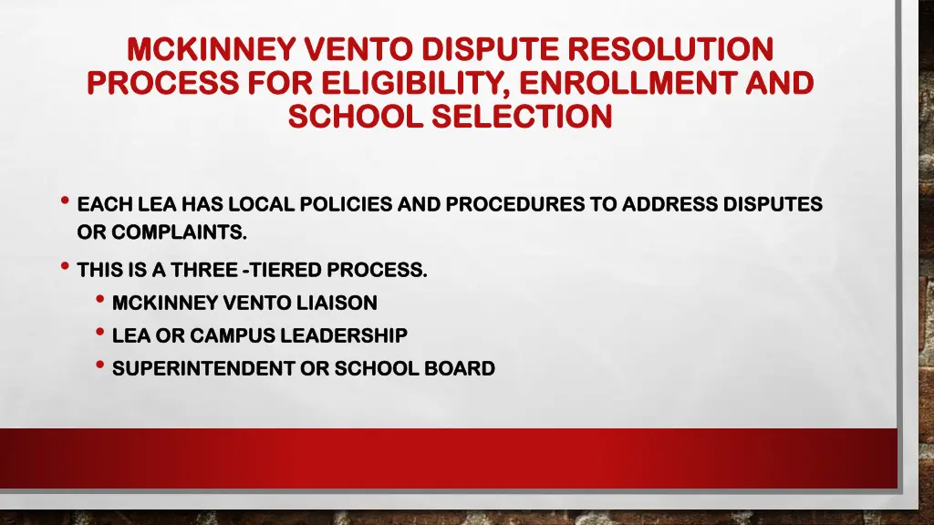 mckinney vento dispute resolution mckinney vento