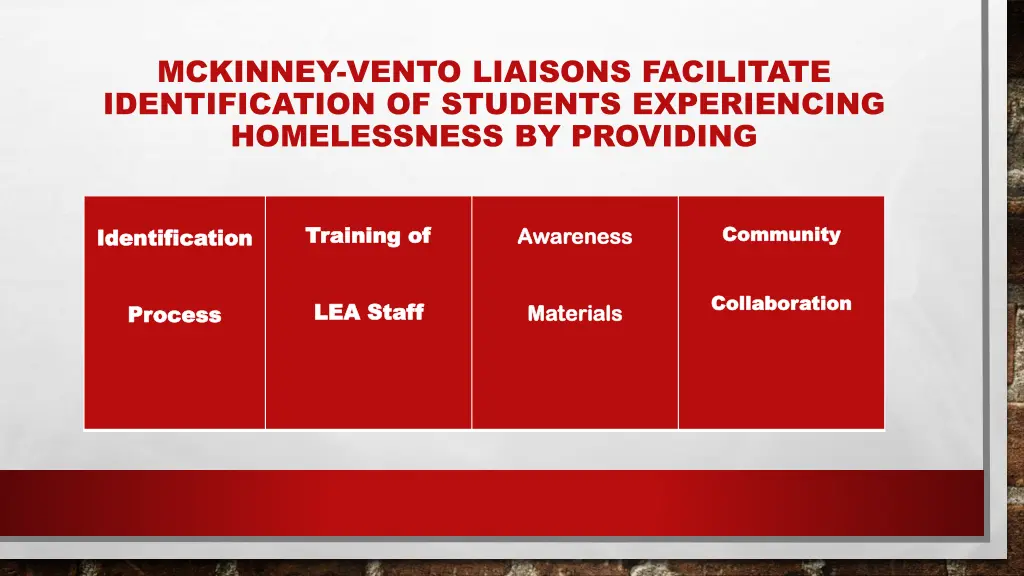 mckinney vento liaisons facilitate identification