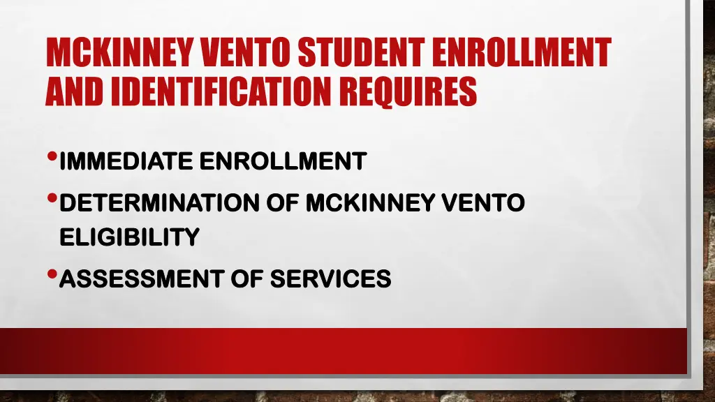 mckinney vento student enrollment