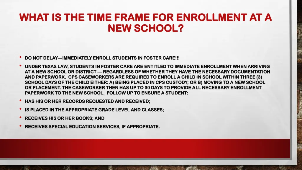 what is the time frame for enrollment at a what