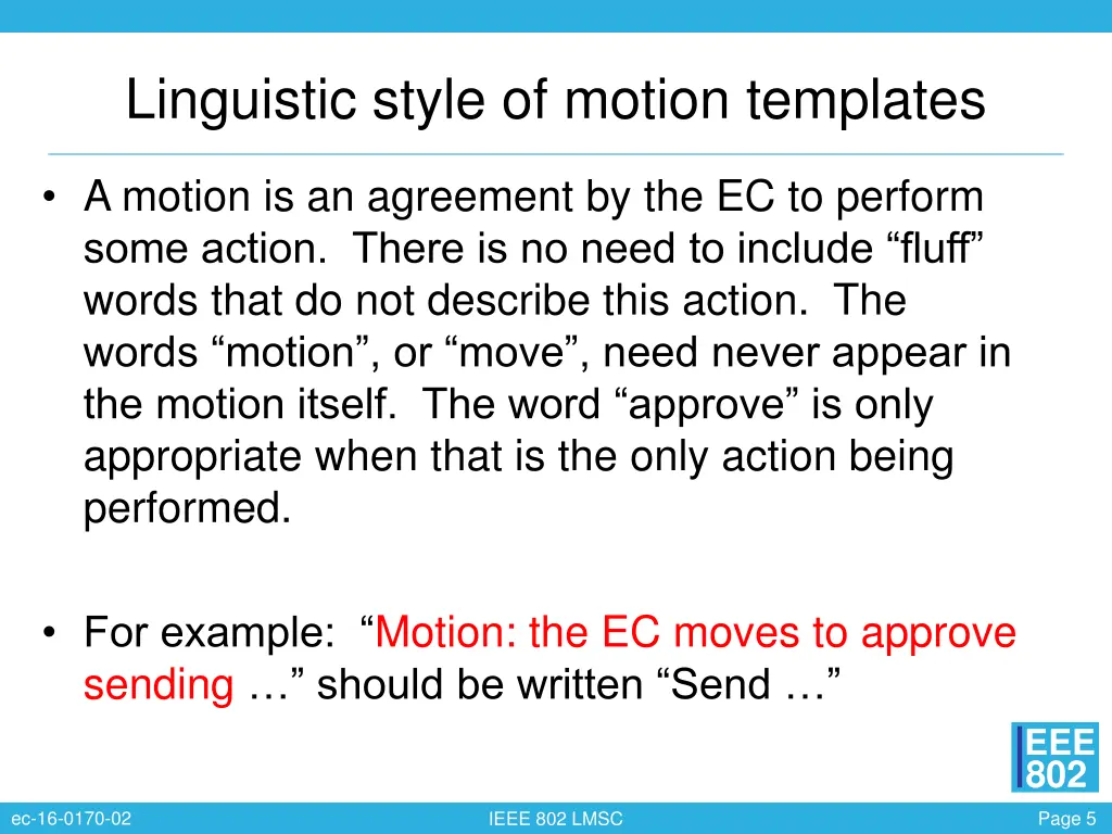 linguistic style of motion templates