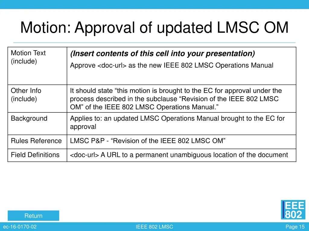 motion approval of updated lmsc om