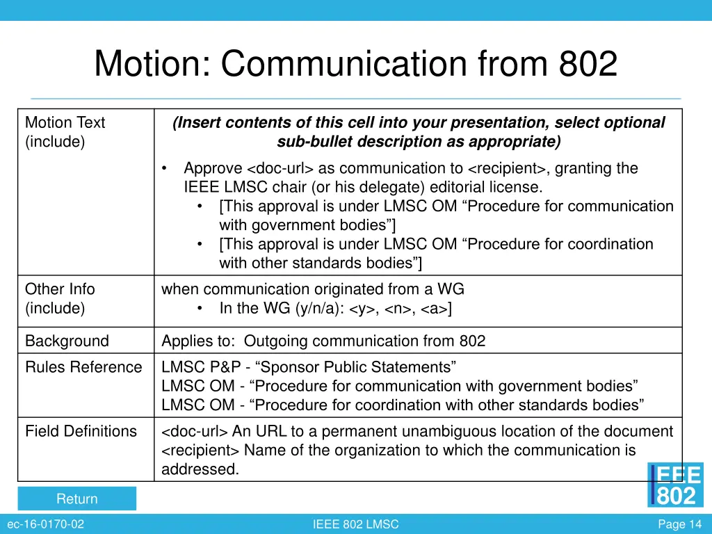 motion communication from 802