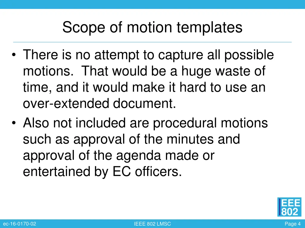 scope of motion templates