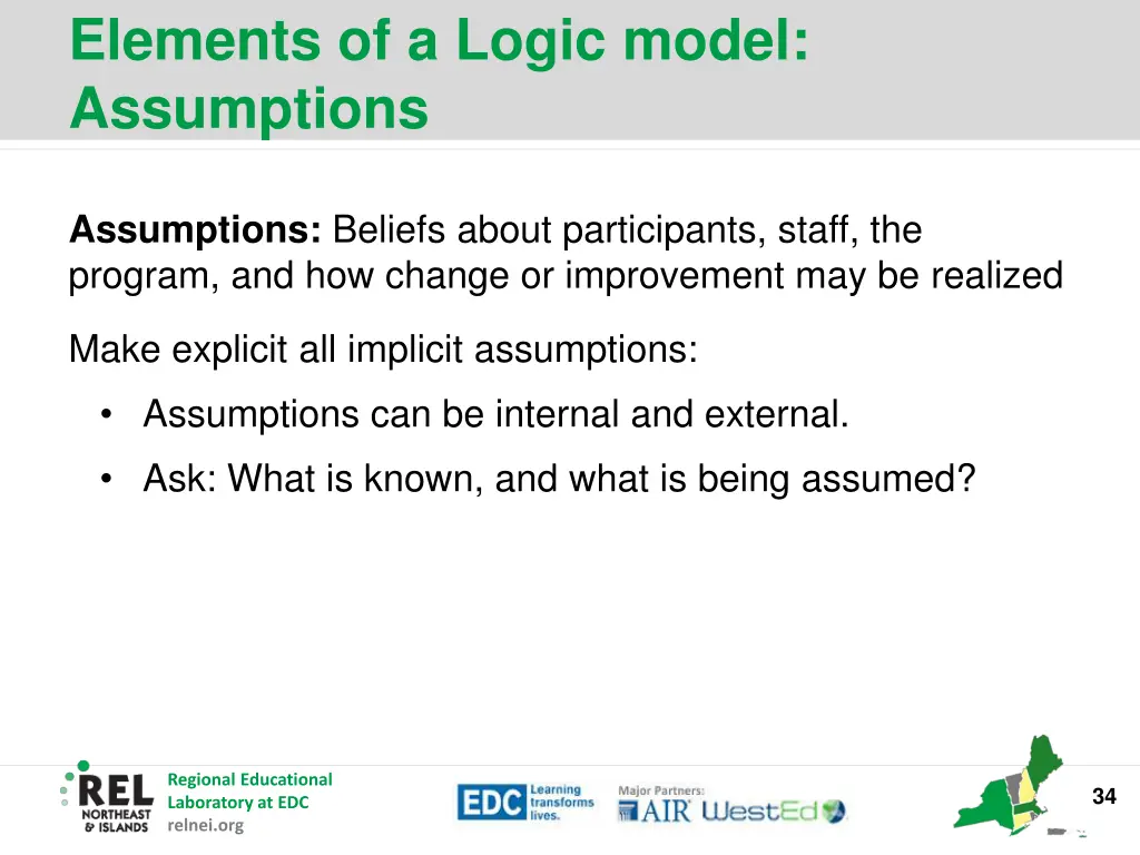 elements of a logic model assumptions