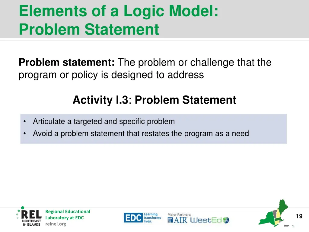 elements of a logic model problem statement 2