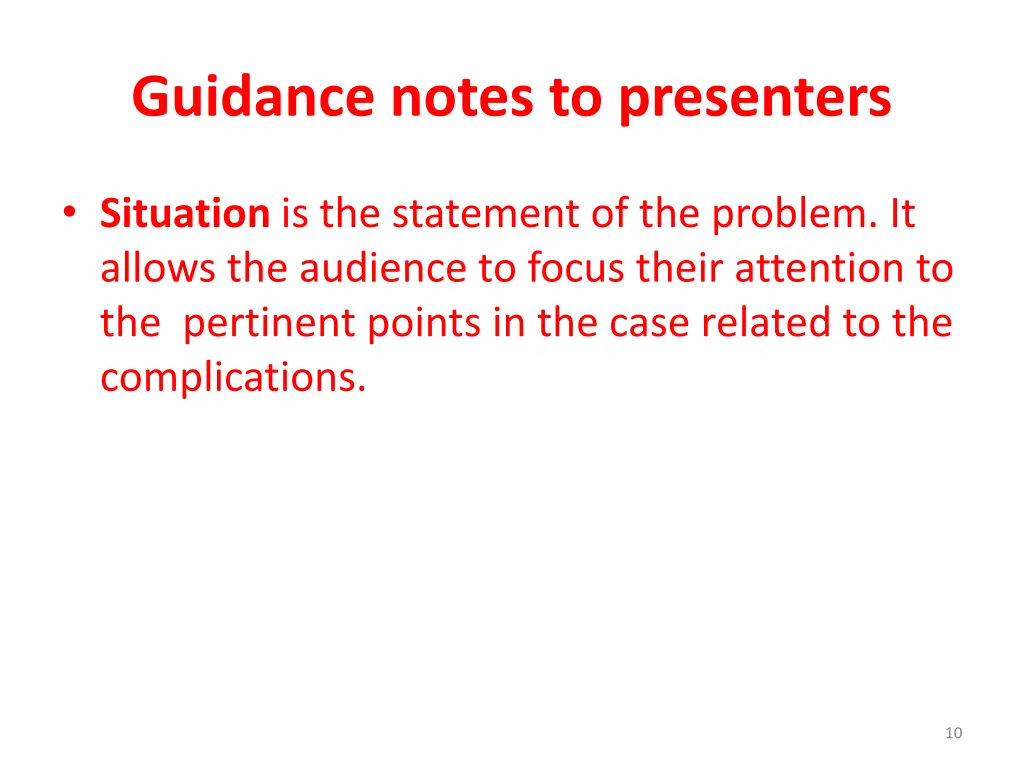 guidance notes to presenters