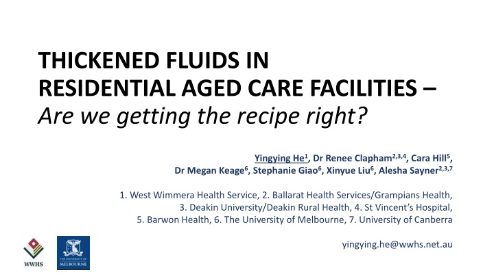 thickened fluids in residential aged care