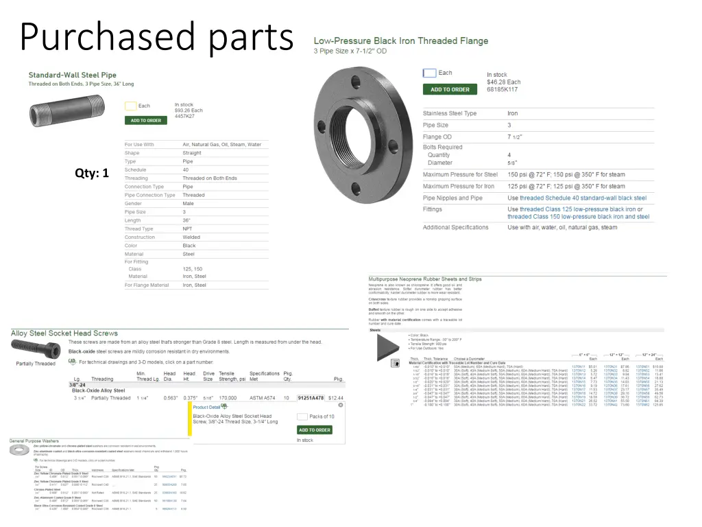 purchased parts