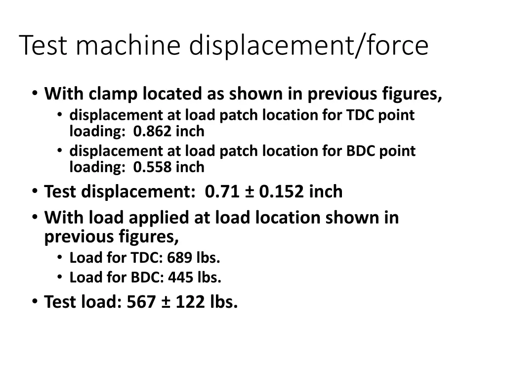 test machine displacement force