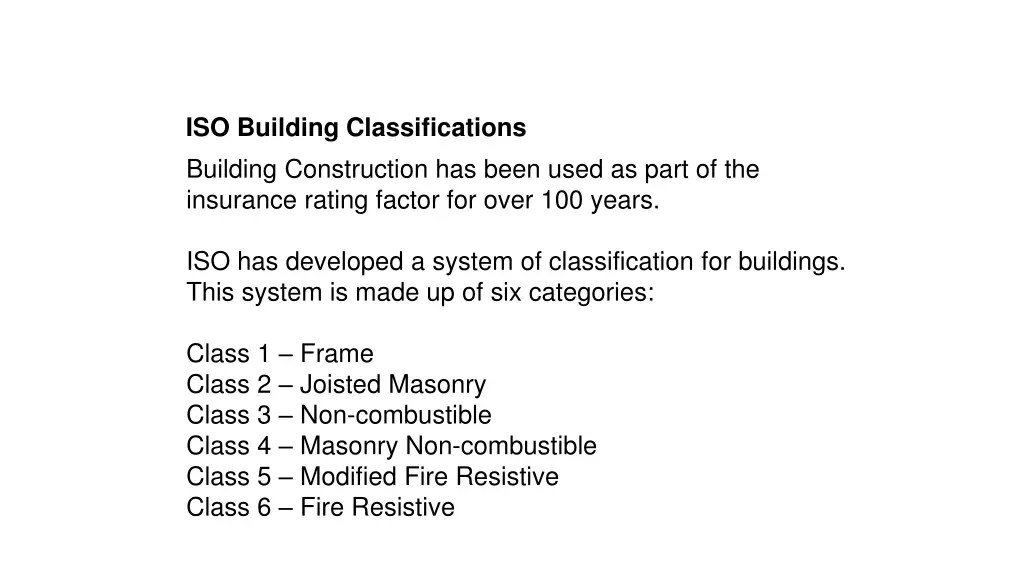 iso building classifications