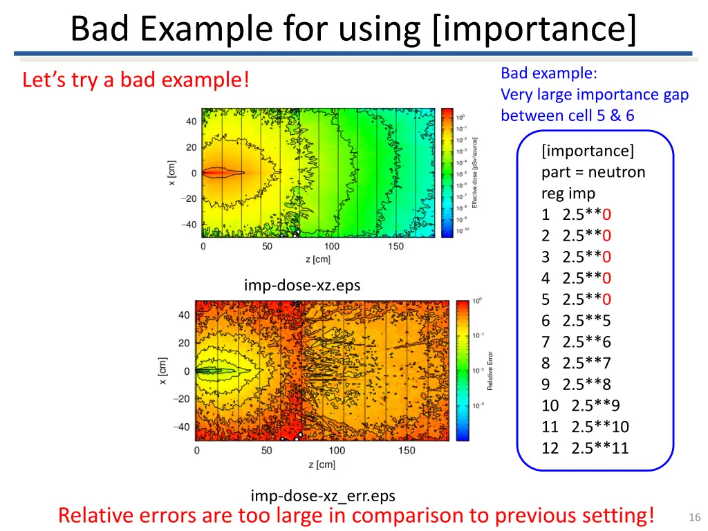 bad example for using importance