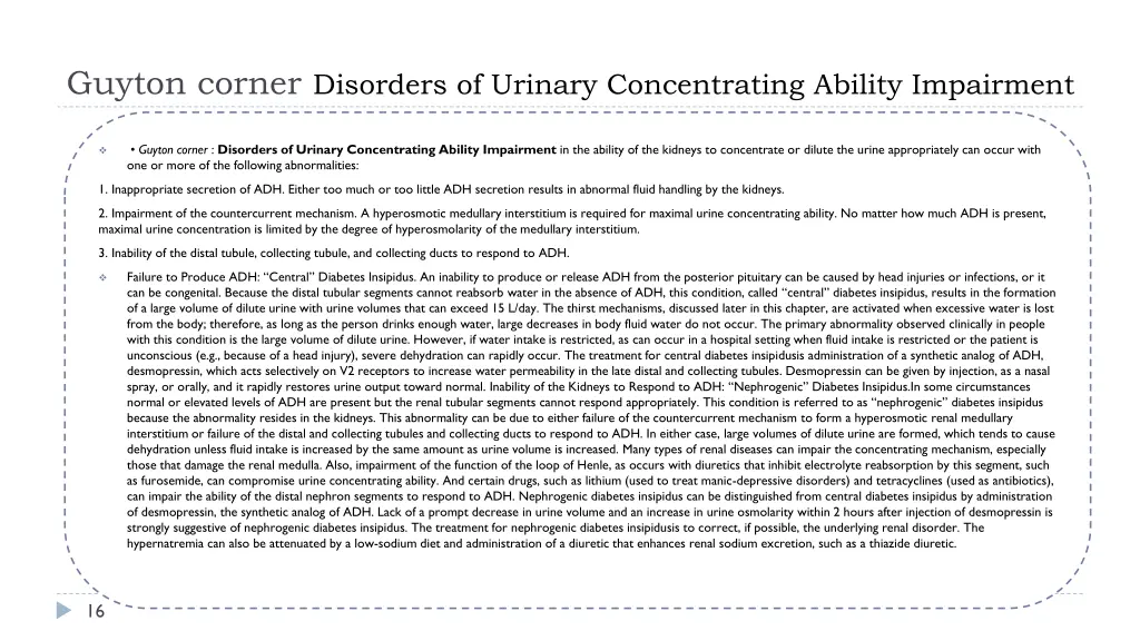 guyton corner disorders of urinary concentrating