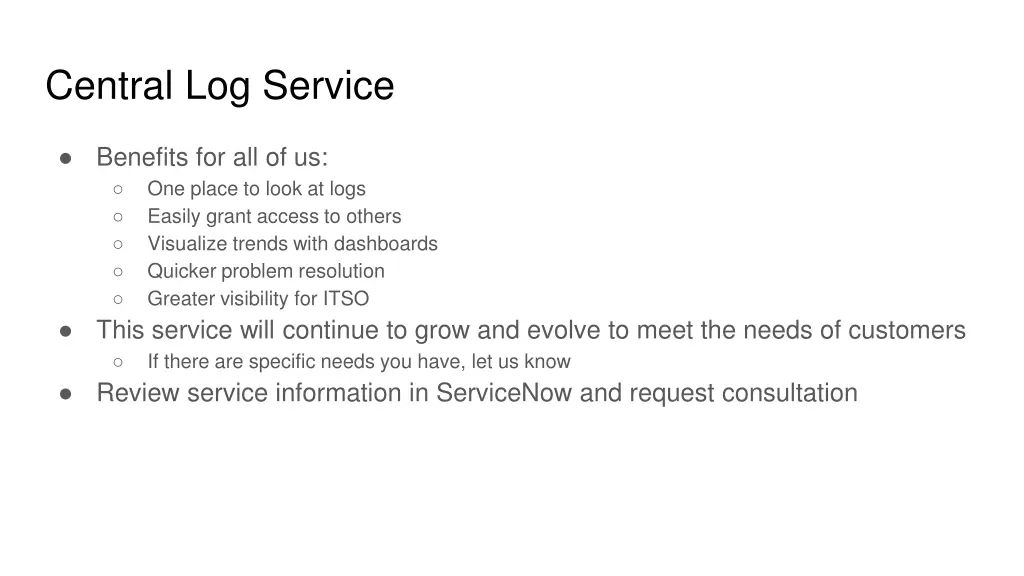 central log service 2