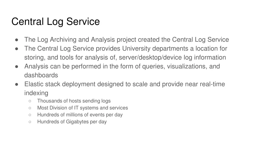 central log service