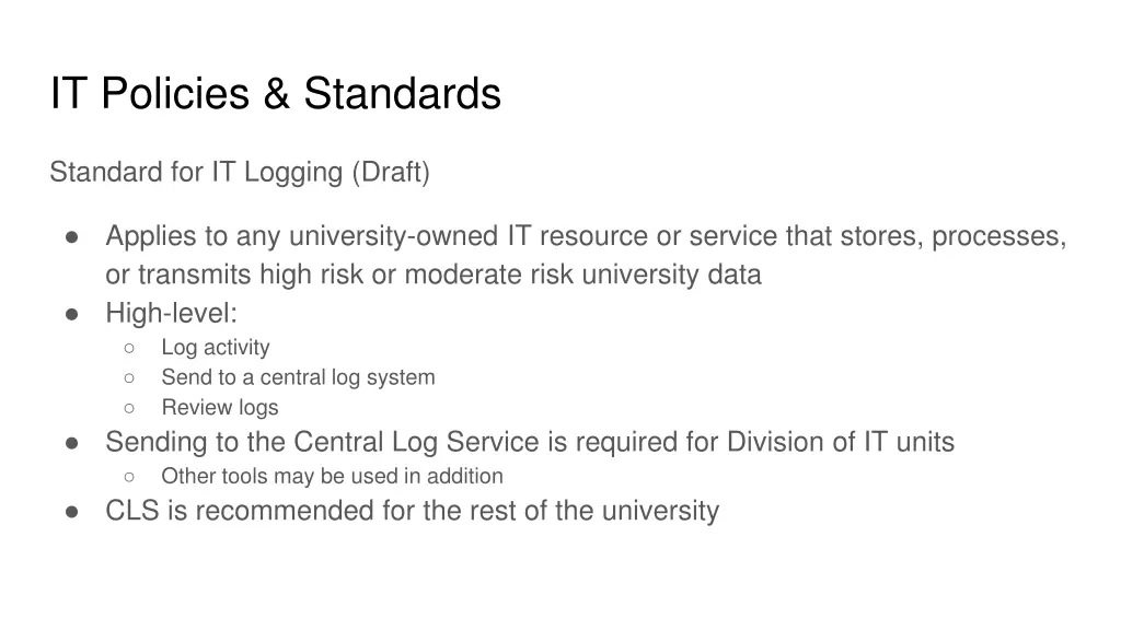 it policies standards