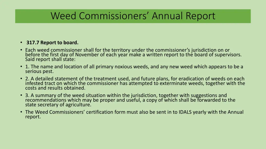 weed commissioners annual report