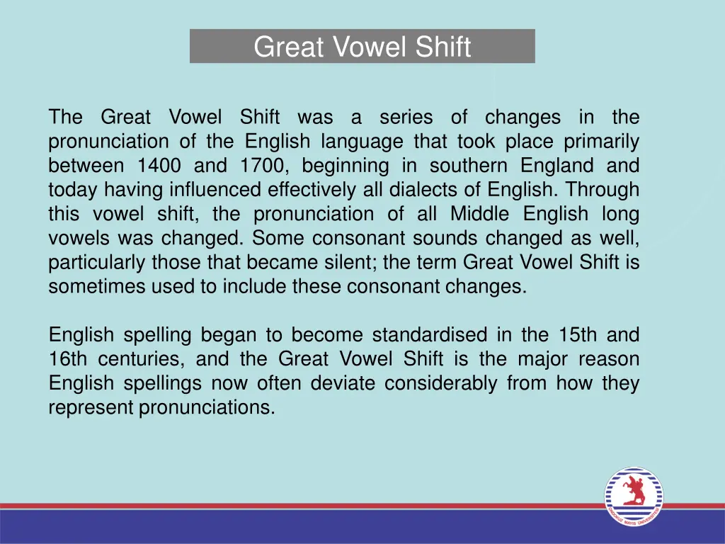 great vowel shift