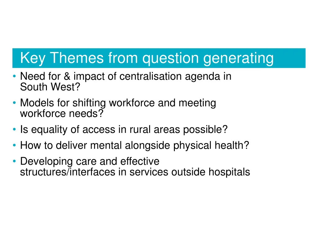 key themes from question generating need