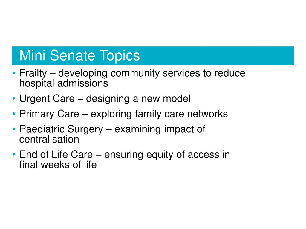 mini senate topics frailty developing community