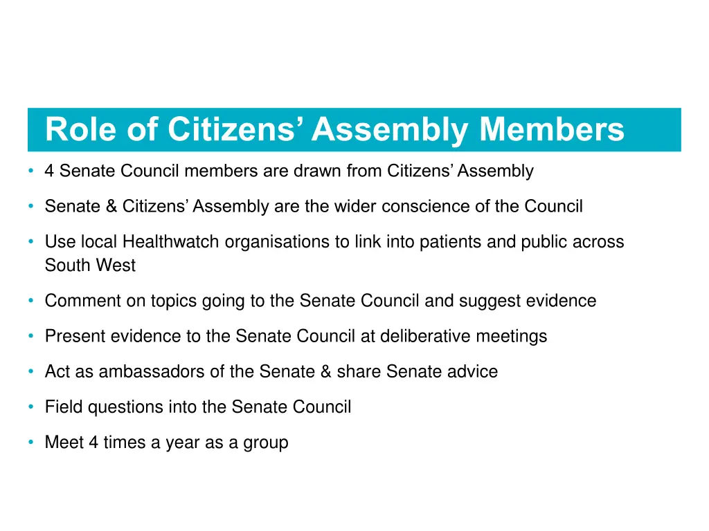 role of citizens assembly members