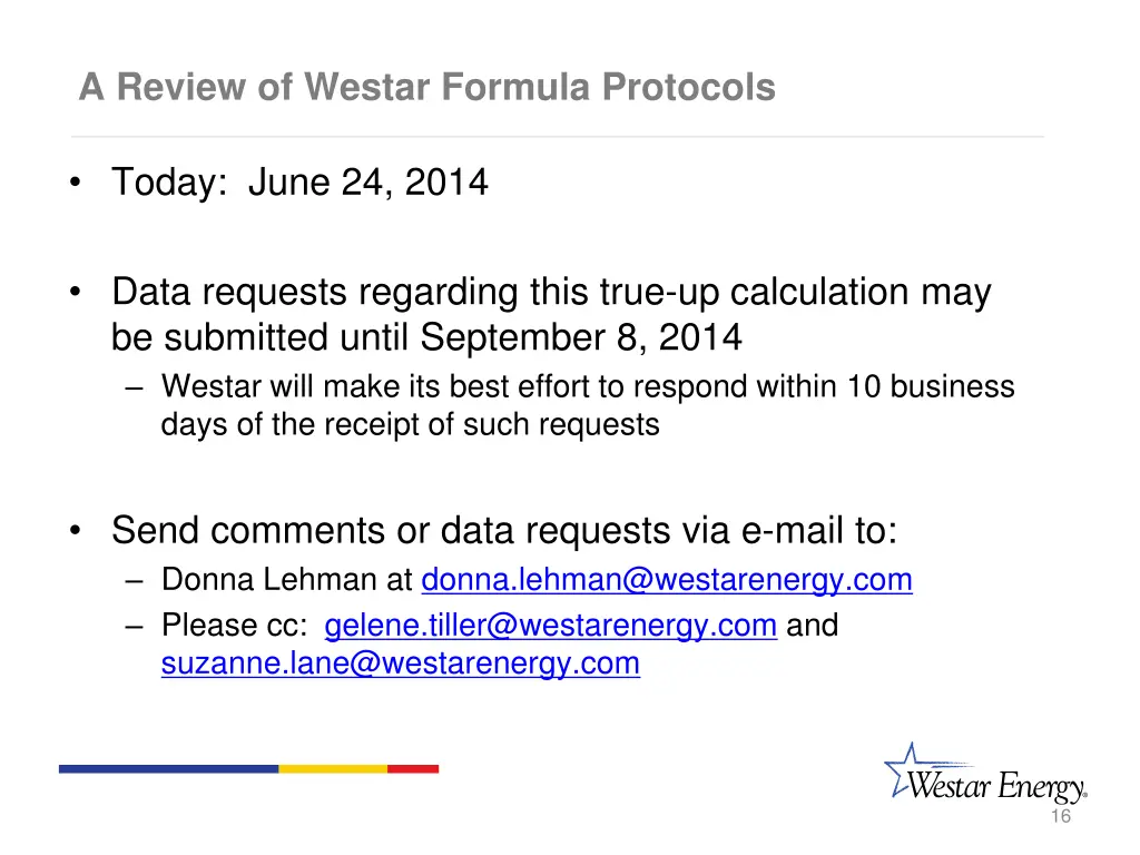 a review of westar formula protocols