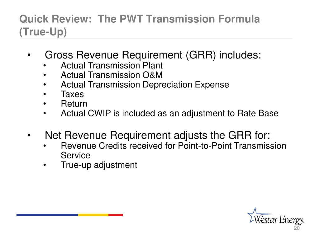 quick review the pwt transmission formula true up