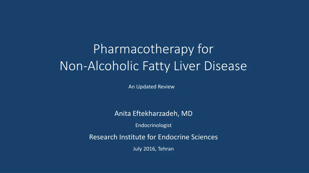 pharmacotherapy for non alcoholic fatty liver