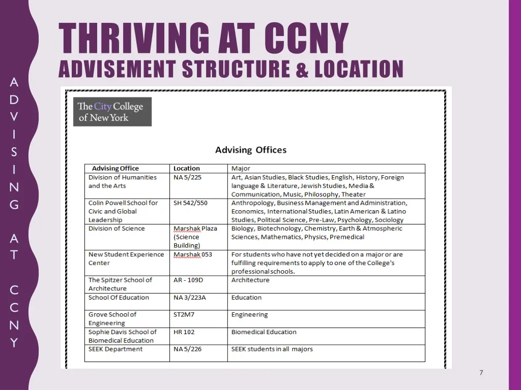 thriving at ccny advisement structure location