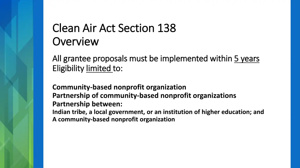 clean air act section 138 clean air act section 2