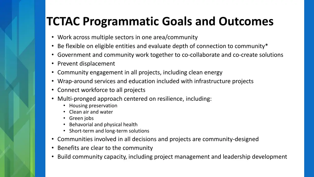 tctac programmatic goals and outcomes