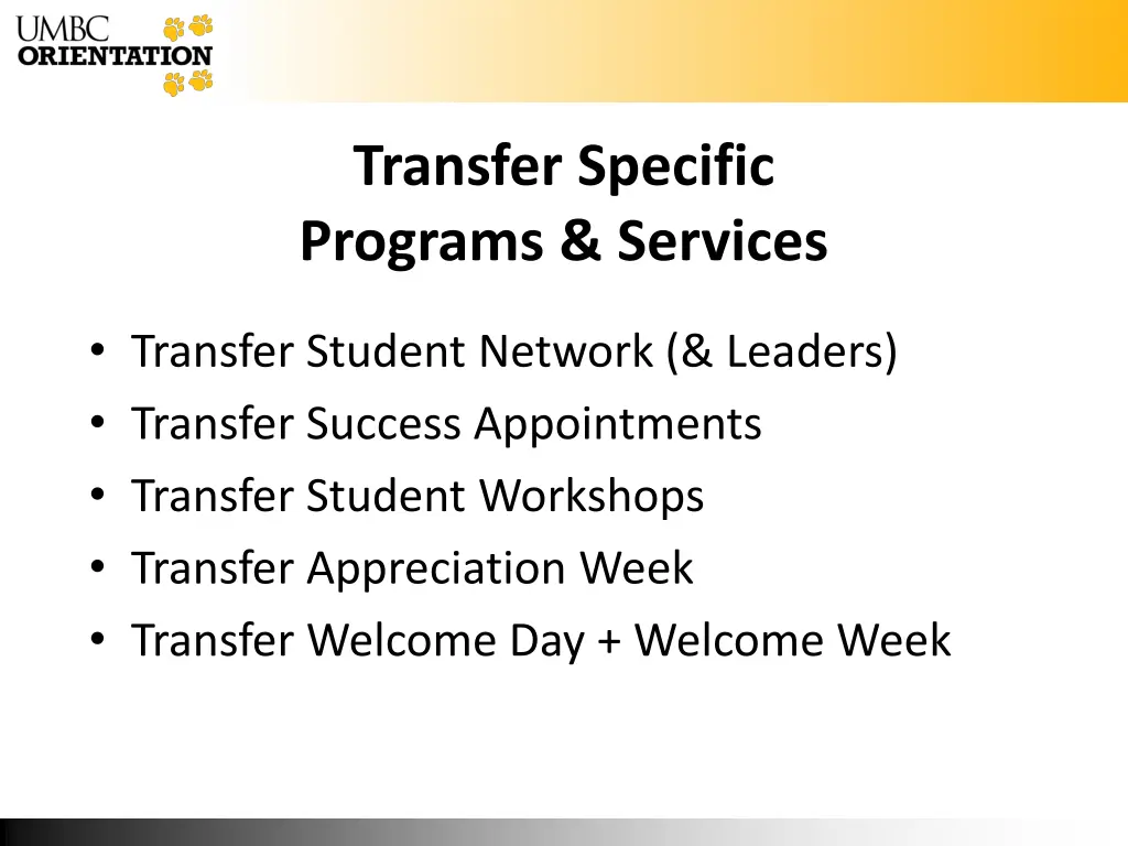 transfer specific programs services