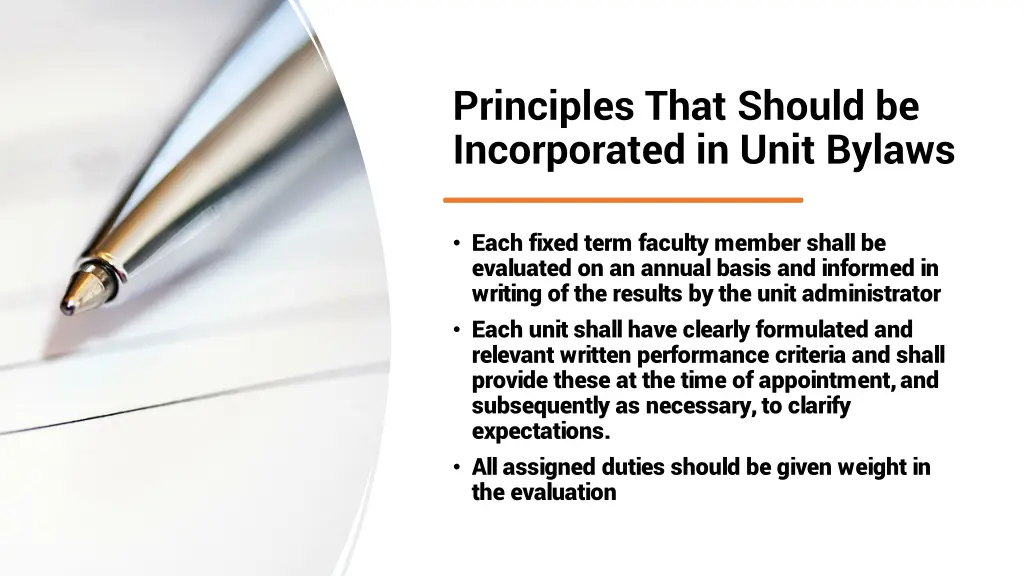 principles that should be incorporated in unit