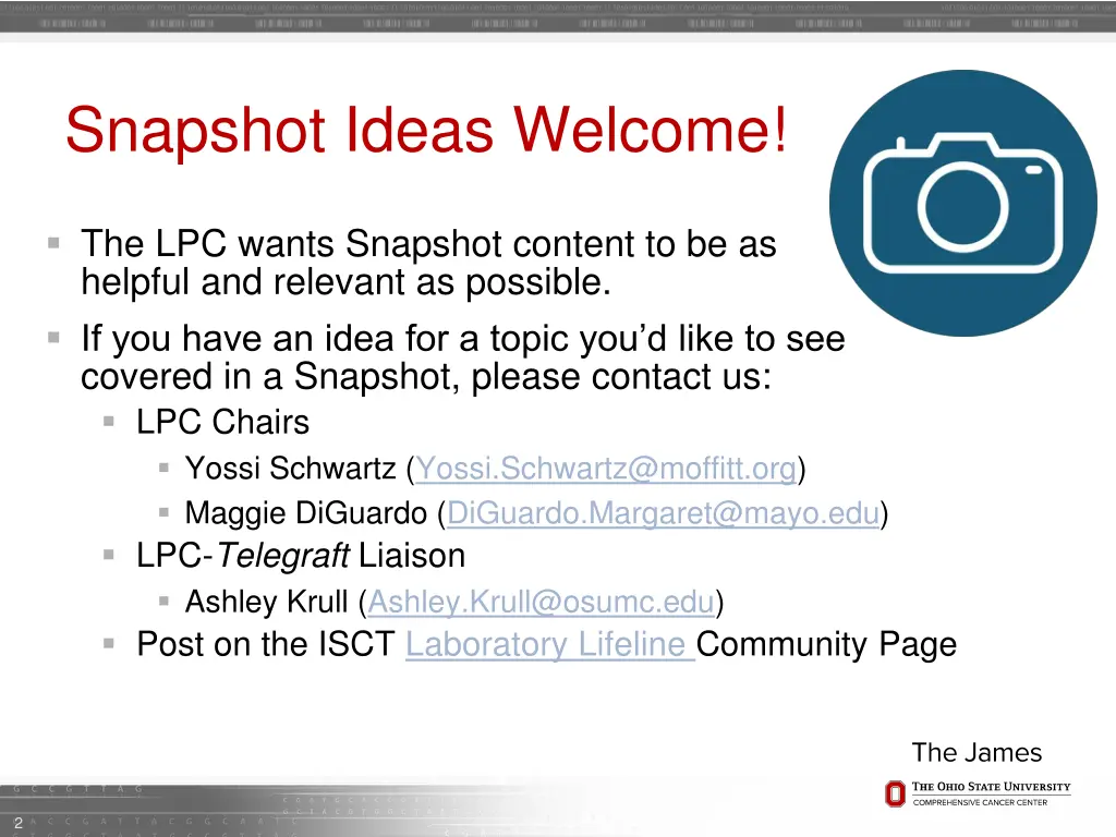 snapshot ideas welcome