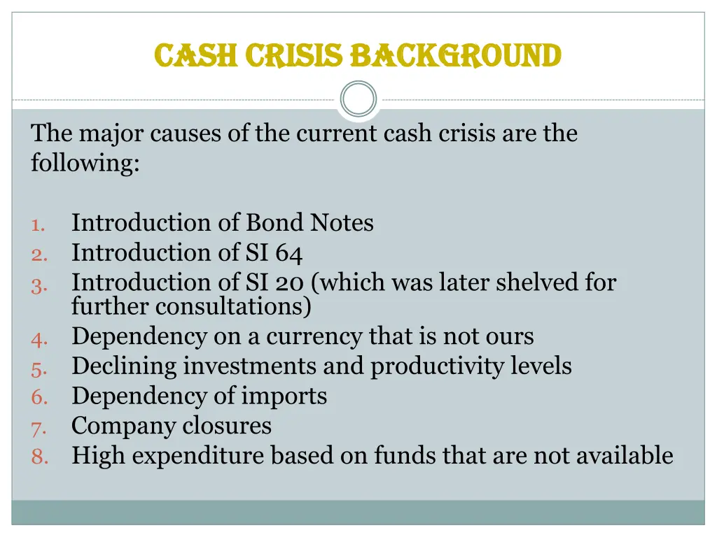 cash crisis background cash crisis background