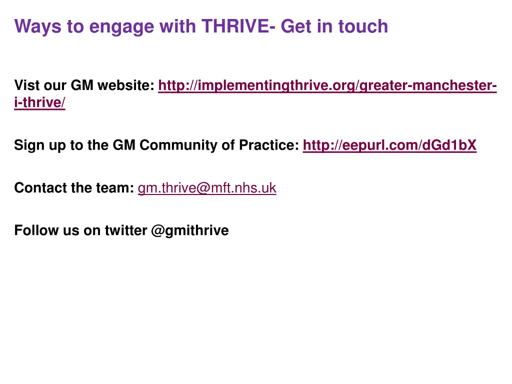 ways to engage with thrive get in touch